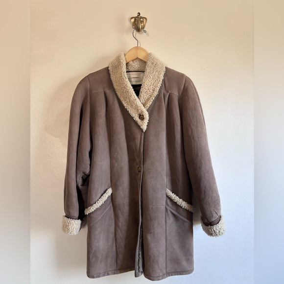 Source Unknown Jackets & Blazers - Shearling, Suede & Fur Long Trench Coat - Womens Size L Made in Finland